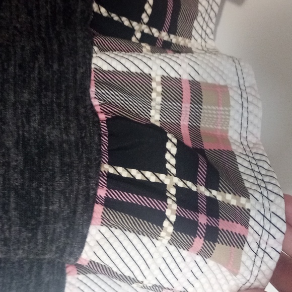 🌰 SJS. Women's quarters sleeves black /gray top sweet shit plaid hem 1X - Picture 3 of 8